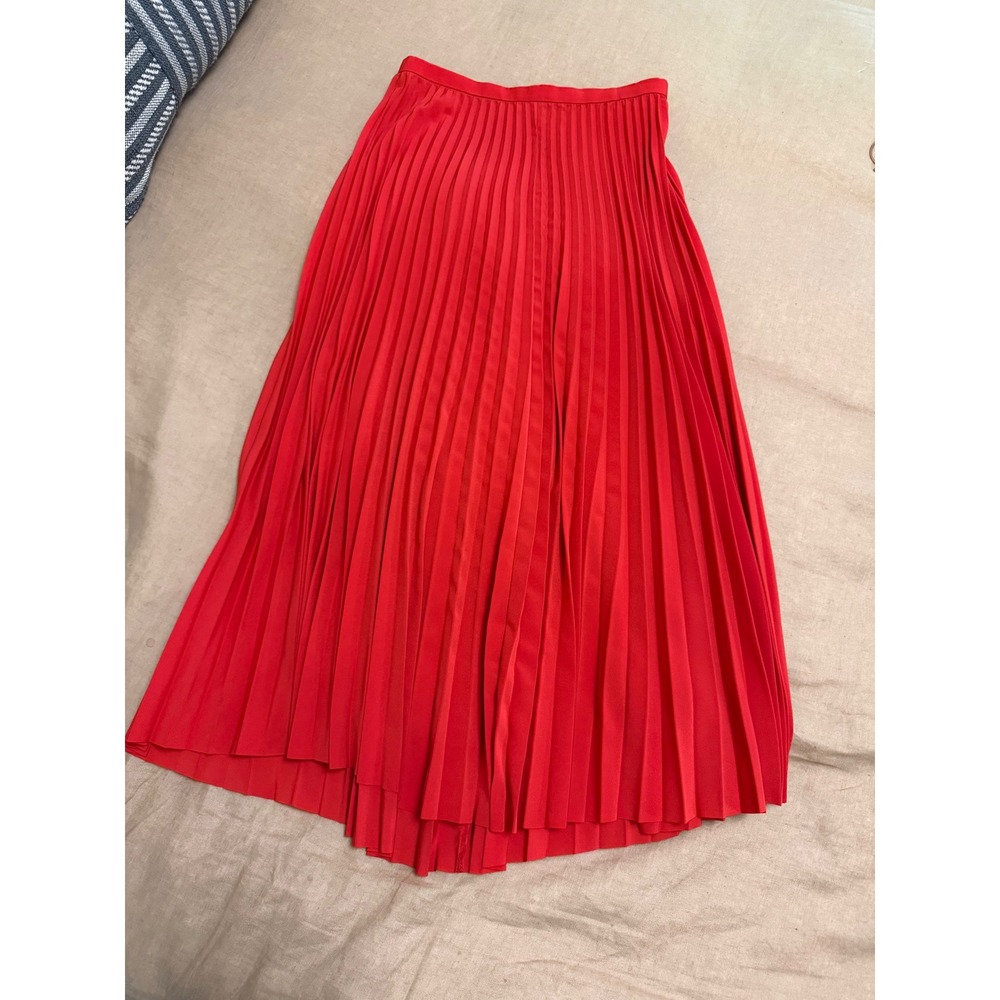 & Other Stories Red Pleated Midi Skirt Stockholm Atelier High Waist Size 0